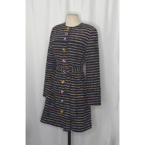 CABI Headline Topper Colorful Tweed Floral Belted Coat Preppy Style 5660 Size 2 - Picture 7 of 16